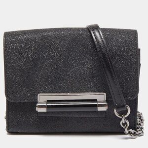 DVF Black Glitter Mini Cross Body with Leather & Chain Strap - Like New